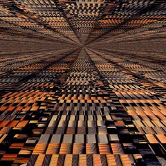 pattern and creative design in metallic gold bronze orange and shades of brown inspired shelves of antique books 3d