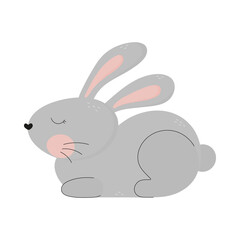 Cute grey bunny hand drawn vector illustration