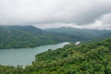 Fototapeta na wymiar Ther Landscape of Upper Shing Mun Reservoir is a reservoir 18 June 2022