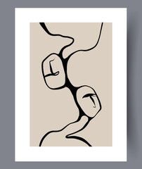 Modern abstract minimalistic artworks posters for print. Simple creative Scandinavian art wall decorations for interior design. Vector illustration. 