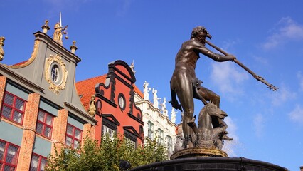 Gdansk - Neptune Fountain. Landmark of Poland.