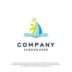 academy logo book concept premium vector