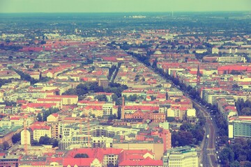 Berlin city. Retro filter Germany.