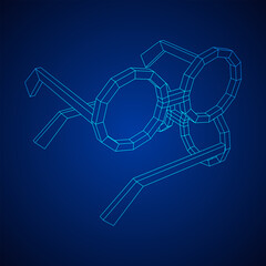 Nerd Round Retro Glasses Wireframe Vector Illustration.