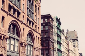 Fototapeta na wymiar Soho, New York. New York City vintage filter image.