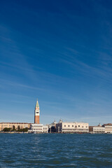 Fototapeta na wymiar San Marco square in Venice seen from the lagoon, Italy