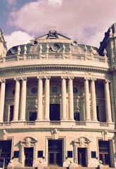 Naklejka premium Antwerp Opera House, Belgium. Vintage filtered style color retro photo tone.