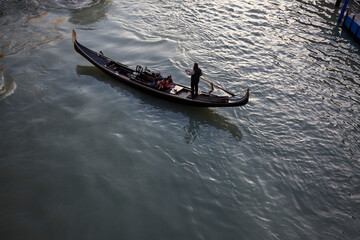 Obraz premium One single gondola in the Grand Canal, Venice, Italy