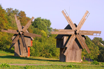 Ukrainian windmills in the village