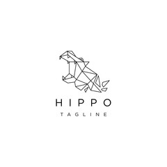 Hippopotamus head geometric logo icon design template