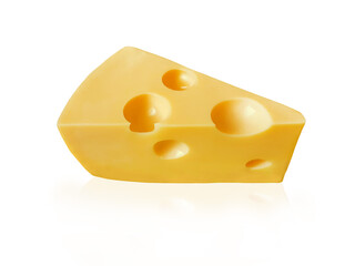 Piece of cheese isolated on white background