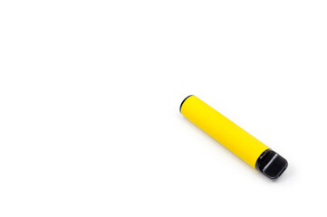 A disposable electronic cigarette in a yellow body, photographed against a white background.