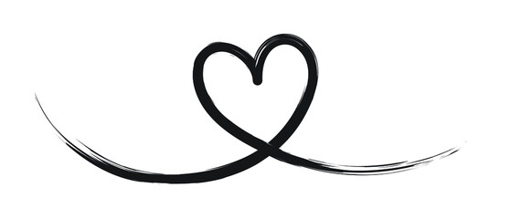 Grunge hand drawn heart on white background