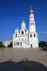 Fototapeta na wymiar The golden domes of Ivan the Great Bell Tower,Moscow Kremlin, Moscow, Russia