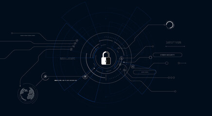 Cyber security and data protection information privacy internet technology show padlock protecting business and financial data.