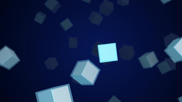 Square falling on blue background 