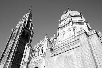 Toledo, Spain. Black and white photo vintage style.