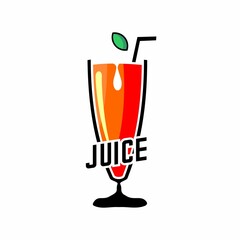 vector illustration of a glass of fresh orange juice