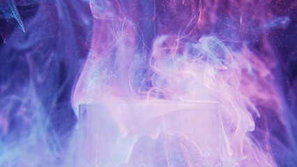 Iridescent glow background. Neon glitter fluid. Dreamlike illusion. Fluorescent pink purple blue...