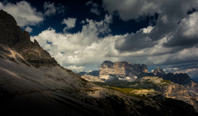 Mountains in Italys famous Dolomites with dramatic sky