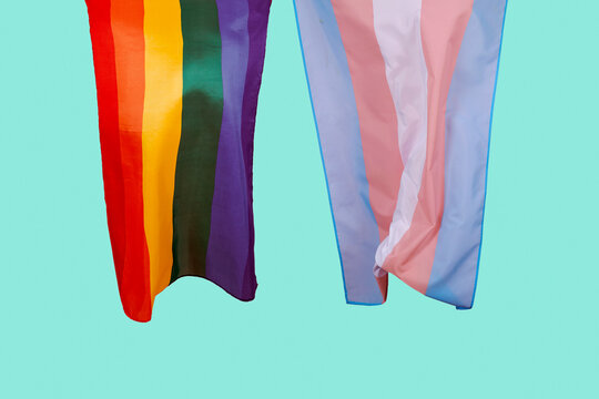 gay pride flag and transgender pride flag