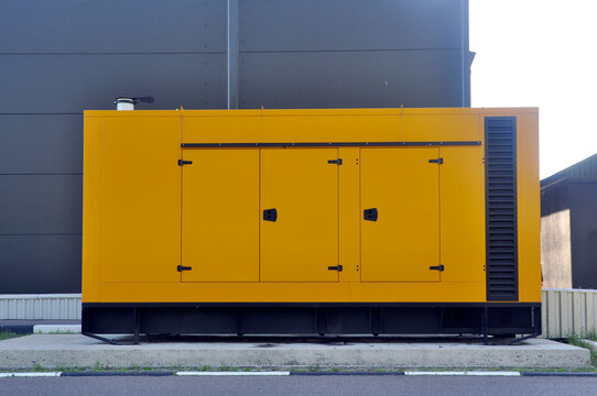 Stationary diesel generator for emergency power supply.