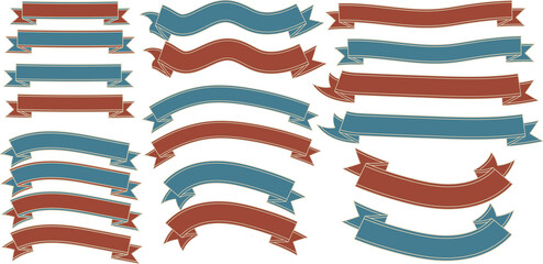 Ribbon elements banner. for July 4th, independence day, usa vintage style, retro, red, blue color