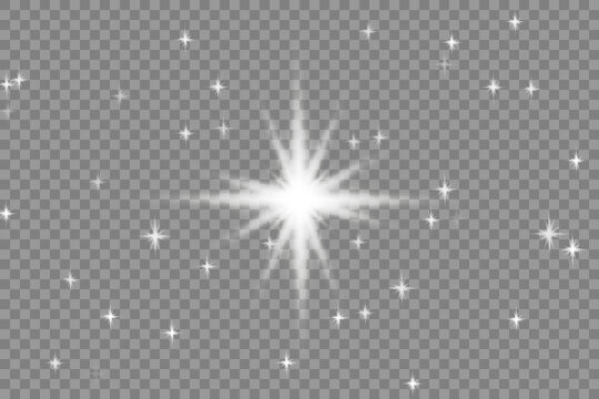 Vector transparent sunlight special lens flare light effect. PNG. Stars ligh. Bom light. Vector illustration