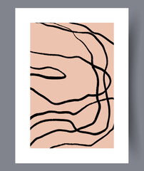 Minimalistic hand drawn wall art banners. Minimal Scandinavian designs for interior. Printable abstract wall posters. Vector illustration. 