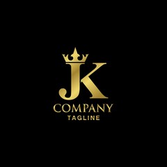 modern luxury INITIAL JK with crown Logo template