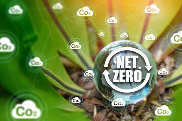 Net Zero and Carbon Neutral Concepts Net Zero Emissions Goals Weather neutral long-term strategy..