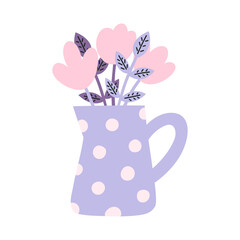 Flowers in a Jug Hand-drawn Vector Illustration