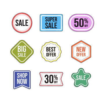 Collection of flat sale badge and label banner discount.