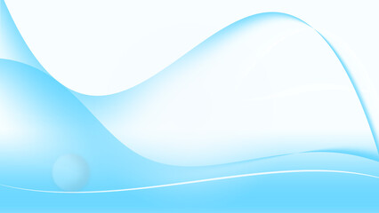Abstract blue background template. Various curves according to the imagination of the movement are light blue and white. with a soft white glowing round ball on the curve. With copy space.