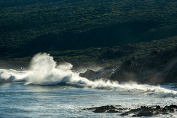 Fototapeta premium Waves battering the rocky coast near Canal Rocks