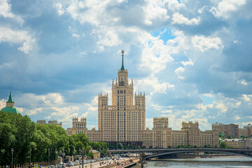 Obraz premium Tower building on Kotelnicheskaya embankment in Moscow.