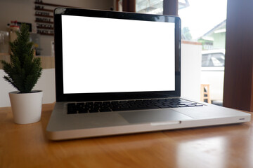 Cropped shot view of office desk table office equipment, labtop, tablet and other office supplies on the modern space, flat lay.