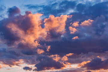 Naklejka na ściany i meble Evening sunset cloudscape.