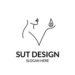 Obraz premium woman with flame in hand line art