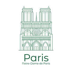 Vector illustration Paris Notre-Dame de Paris.