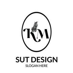letter k m with feminine and luxury style with beautiful fur