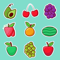 Vector isolated fruit icons illustration set