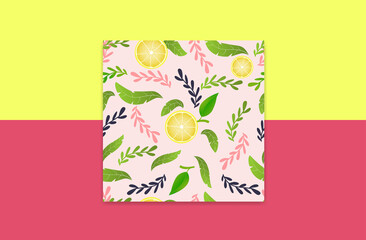 seamless pattern leave with lemon