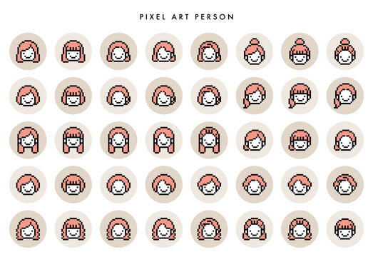 ドット絵 人物 アイコンセット（女性）