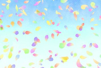 背景素材_水彩_花吹雪_カラフル