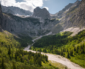 Aerial View of the Höllental at the Zugspitze in Germany