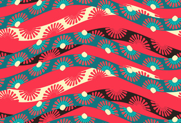 japanese style seamless layers garlands blue red