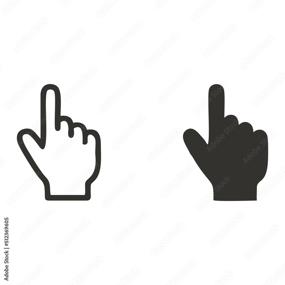 Poster collection of hand shaped pointer templates in black and white. pointer icon, pointer symbol, user i