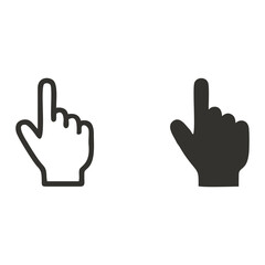 Collection of hand shaped pointer Templates in black and white. Pointer icon, pointer symbol, user interface display of the operating system. Hand icons set. Defaults. classic. Retro. Outline. EPS10