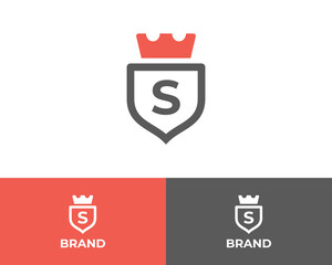 King shield logo icon security icon. Badge quality symbol vector design template